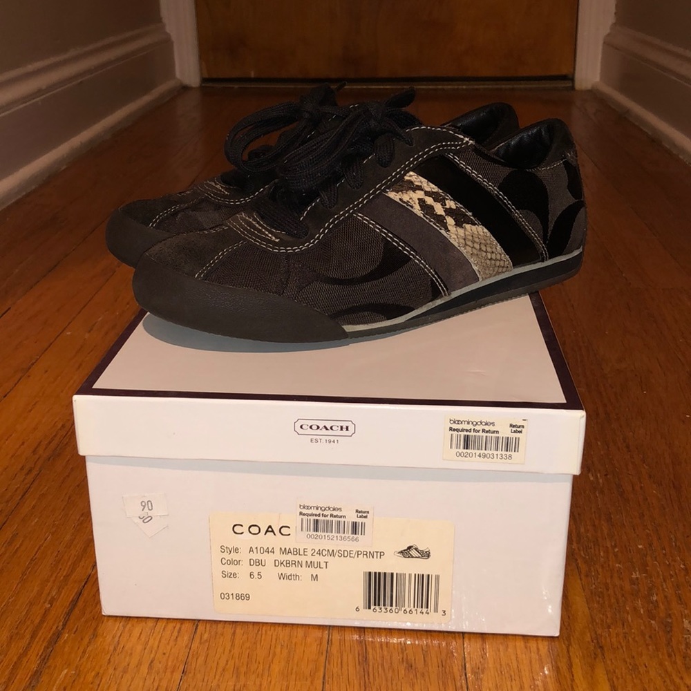 COACH Women’s Monogram/Snakeskin Matble Medium Width High Fashion Sneaker